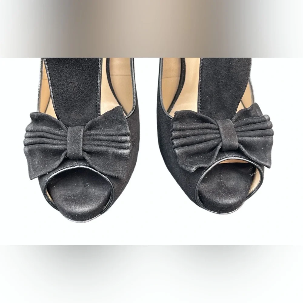 ❌SOLD❌Valentino Garavani Black Suede Peep-Toe Stiletto Platform Pumps - Picture 9 of 17
